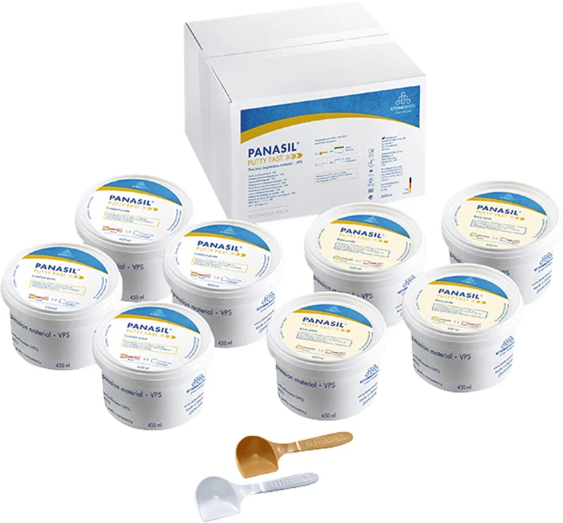 Panasil® Putty  Economypackung  4 x 450 ml Basispaste, 4 x 450 ml Katalysatorpaste, Putty Fast