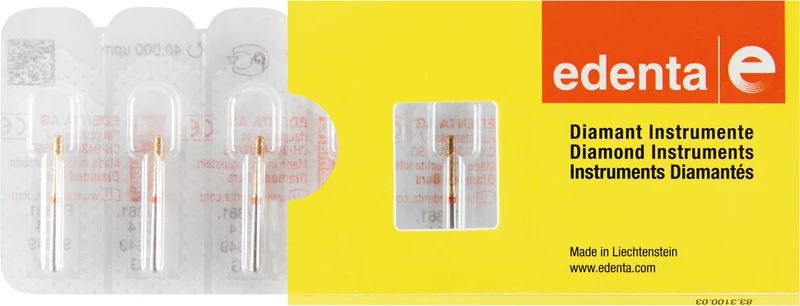 DIACUT V881  Packung  5 Stück rot fein, FG, Figur 141 Zylinder rund, 8 mm, ISO 014