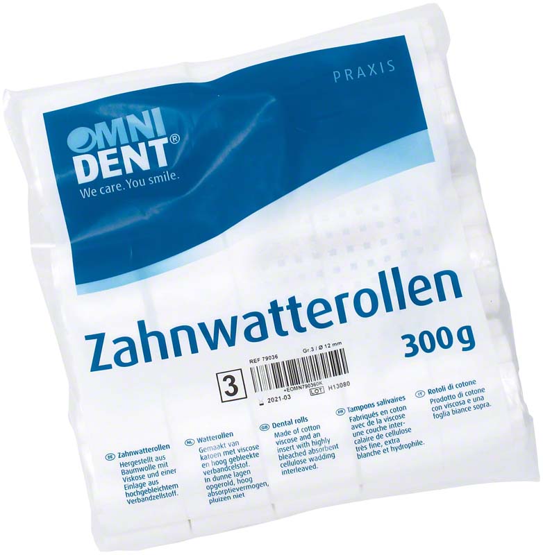 Zahnwatterollen  Packung  300 g Ø 12 mm, Größe 3