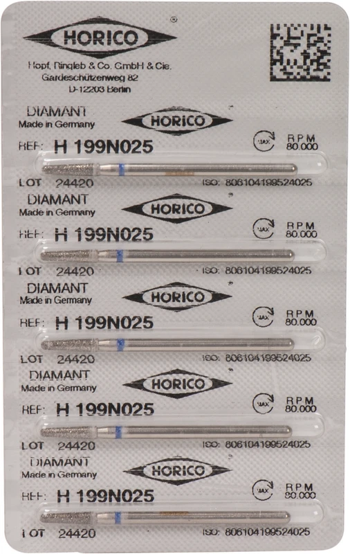 Diamantschleifer H 199  Packung  5 Stück blau normal, HP, Figur 199, 10 mm, ISO 025