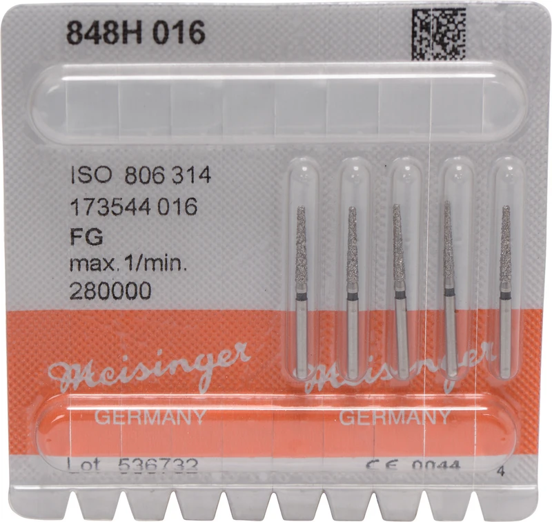 Diamanten 848  Packung  5 Stück schwarz super grob, FG, Figur 173 Konus Kante scharf, 10 mm, ISO 016