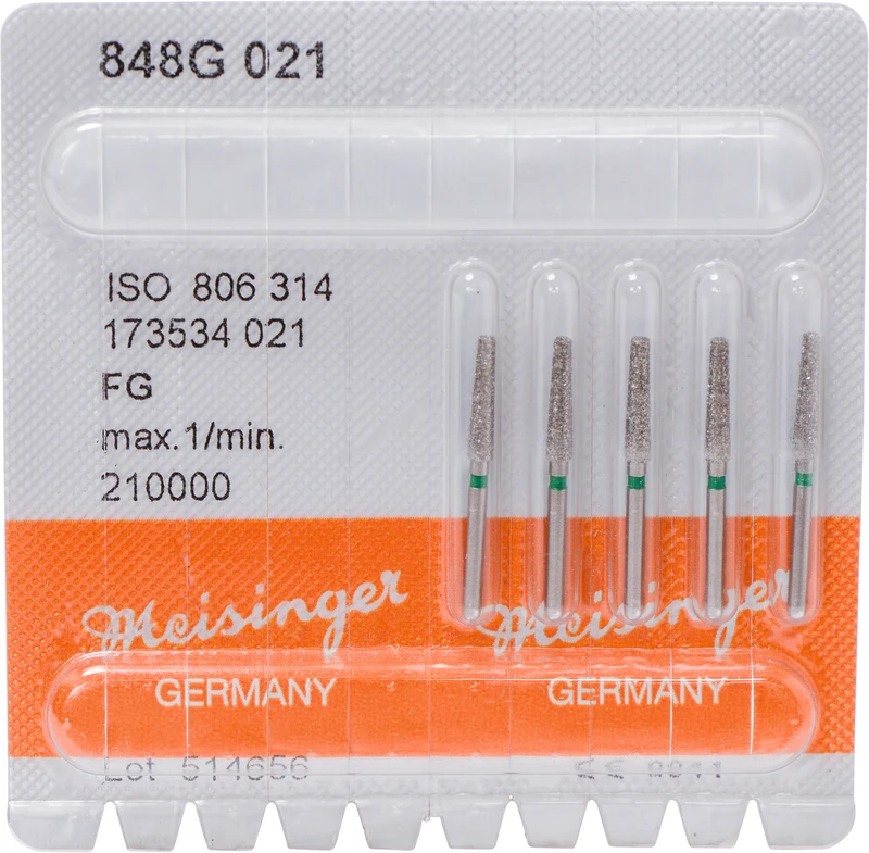 Diamanten 848  Packung  5 Stück grün grob, FG, Figur 173 Konus Kante scharf, 10 mm, ISO 021