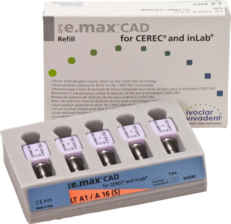 IPS e.max CAD Abutment Solutions for CEREC\inLab  Packung  5 Stück A-D, Gr. A16S, A1 LT