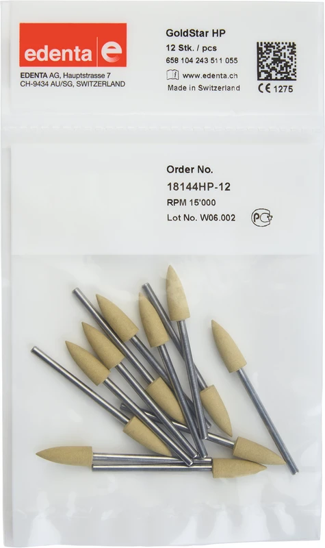 Goldstar  Packung  12 Stück gelb, HP, Figur 243, 15,5 mm, ISO 055