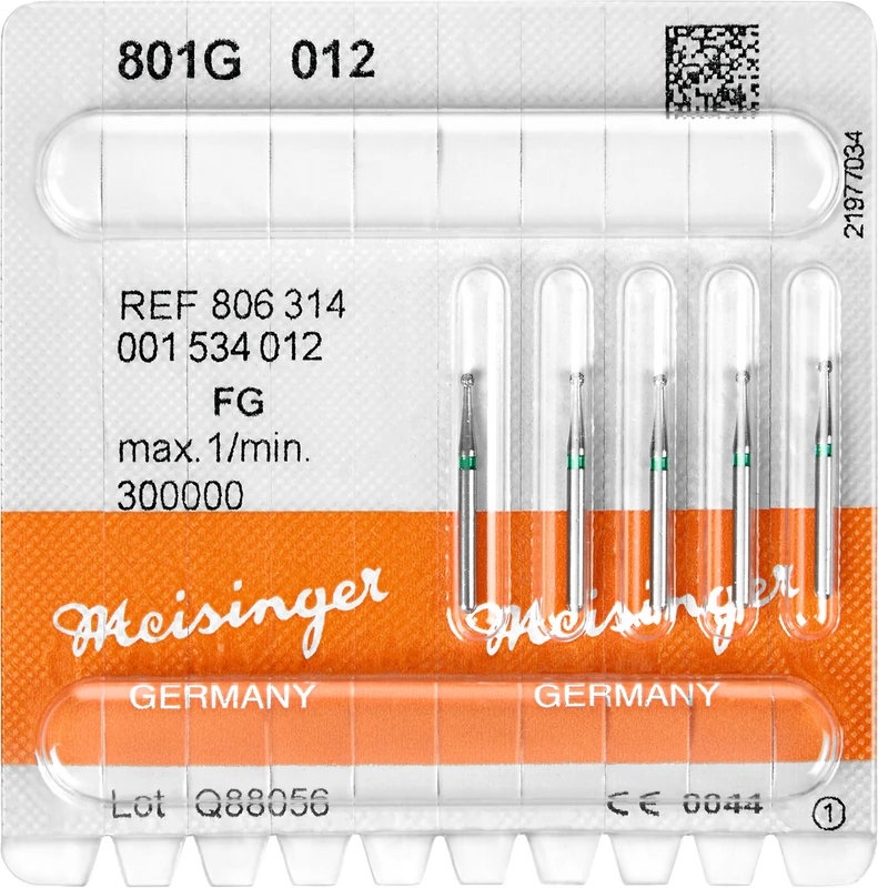 Diamanten 801  Packung  5 Stück grün grob, FG, Figur 001 Rund, ISO 012