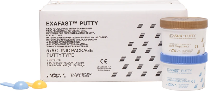 GC EXAFAST PUTTY  Klinikpackung  5 x 500 g Base, 5 x 500 g Katalysator, 2 Dosierlöffel