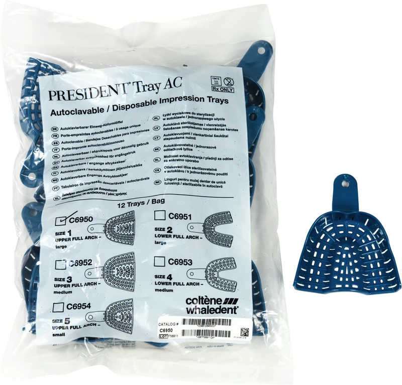 PRESIDENT® Abformlöffel AC  Packung  12 Stück Oberkiefer Gr. 1, groß