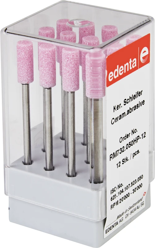 Keramische Schleifer R  Packung  12 Stück rosa mittel, HP, Figur 107, 12 mm, ISO 050