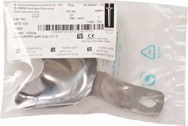 Abformlöffel unbezahnt  Stück  OK Gr. U2, voll