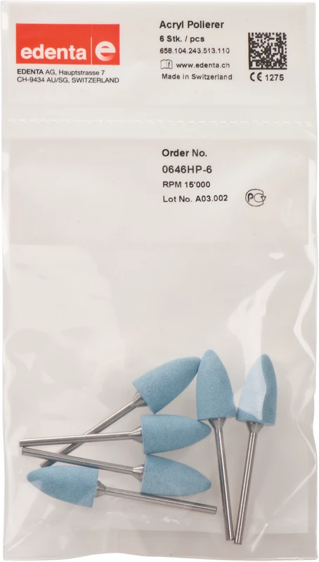 Acrylic Polisher  Packung  6 Stück hellblau, HP, Figur 243, 19,5 mm, ISO 110