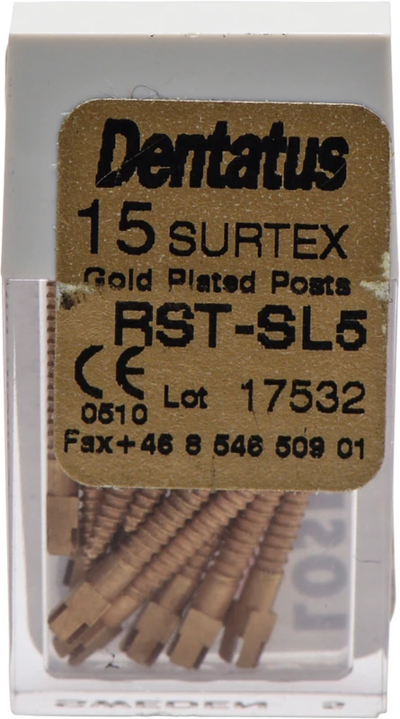 Classic Surtex vergoldete Wurzelstifte  Packung  15 Stück 17 mm, Ø 1,65 mm, Größe 5