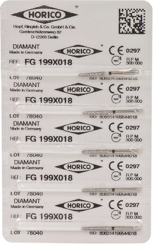 Diamantschleifer 199  Packung  5 Stück schwarz x-grob, FG, Figur 199, 10 mm, ISO 018