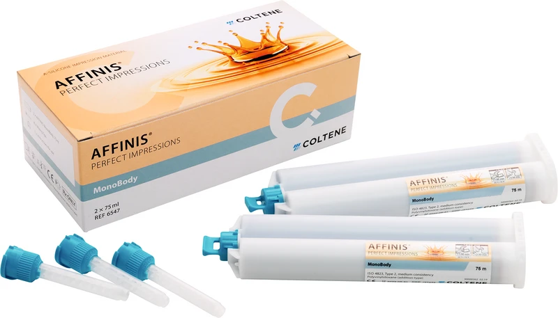 AFFINIS® System 75  Packung  2 x 75 ml Doppelkartusche MonoBody, 8 Mixing Tips türkis\groß