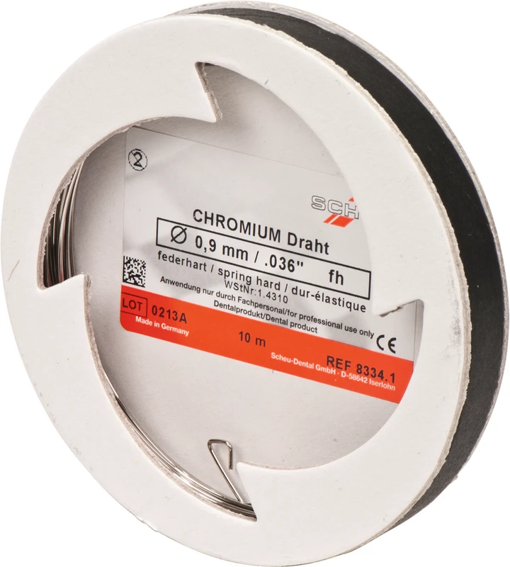 CHROMIUM Spulendraht  Laborpackung  10 m Stärke 0,9 mm, federhart