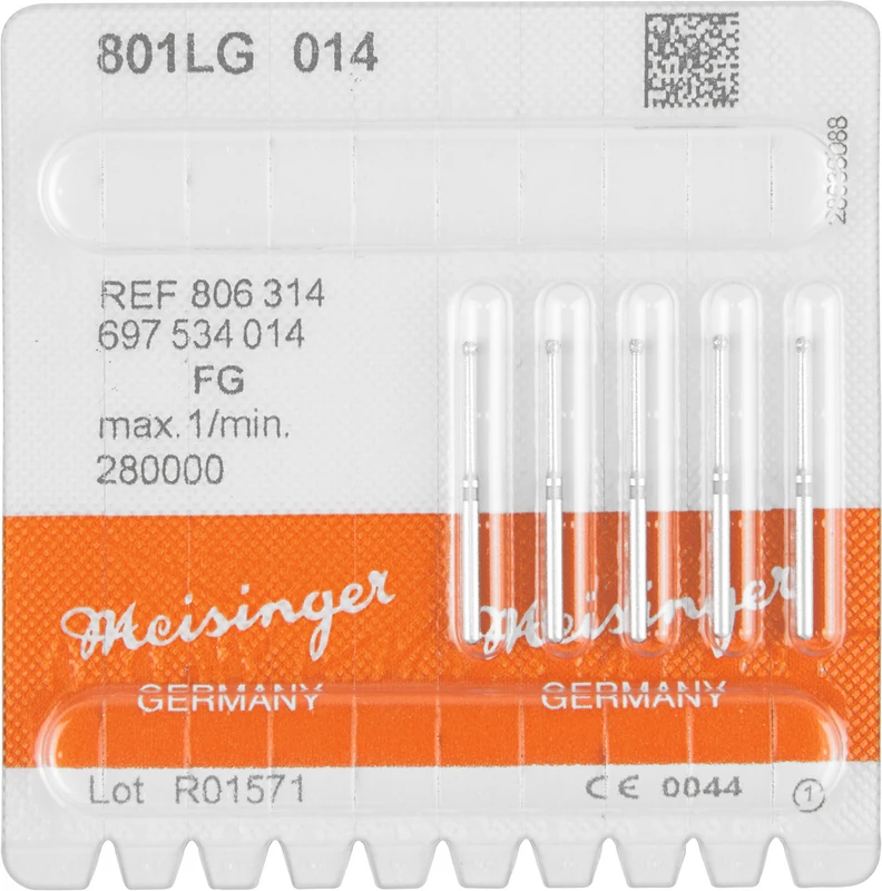 Diamanten 801L  Packung  5 Stück grün grob, FG, Figur 697 Rund lang, ISO 014