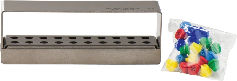 PLUG IN  Stück  für 20 Instrumente (2 Reihen a 10 Löcher, verschiedene Farben), 9,7 x 2,5 x 3,4 cm