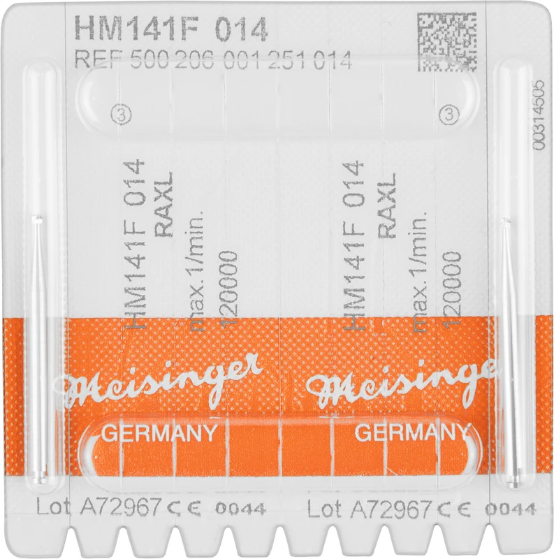 Chirurgie Fräser HM 141  Packung  2 Stück rot fein, RA XL, Figur 001, ISO 014