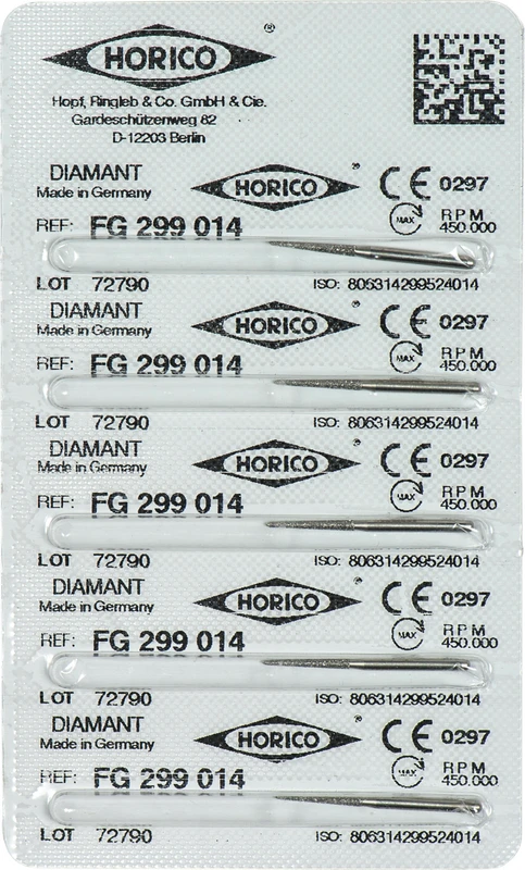 Diamantschleifer 299  Packung  5 Stück FG, Figur 299, 10 mm, ISO 014