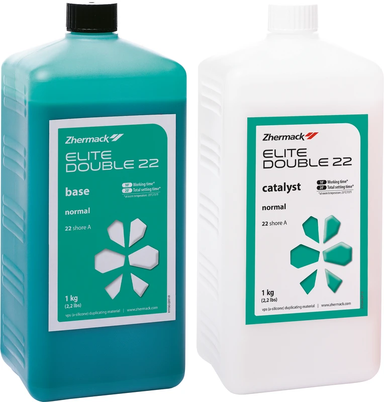 Elite Double 22   Packung  1 kg Flasche Base, 1 kg Flasche Katalysator, türkis, normalabbindend