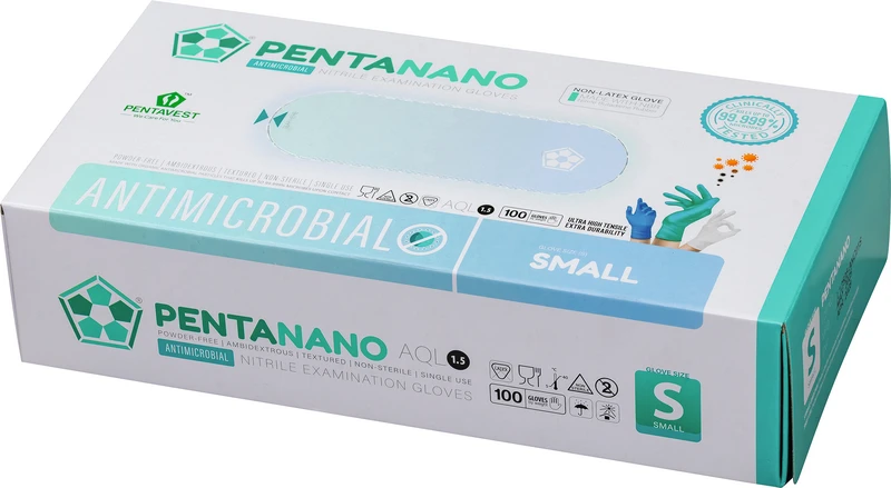 Pentanano Antimicrobial Nitril   Packung  100 Stück puderfrei unsteril, Größe S