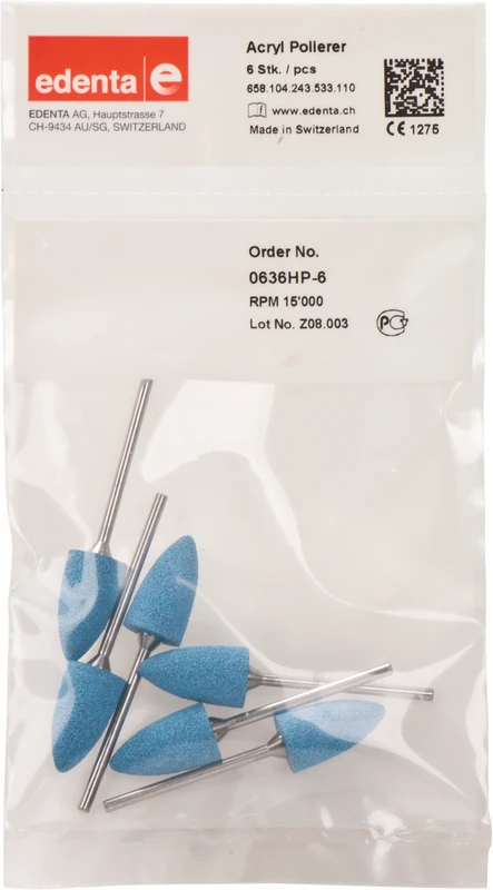 Acrylic Polisher  Packung  6 Stück blau, HP, Figur 243, 19,5 mm, ISO 110