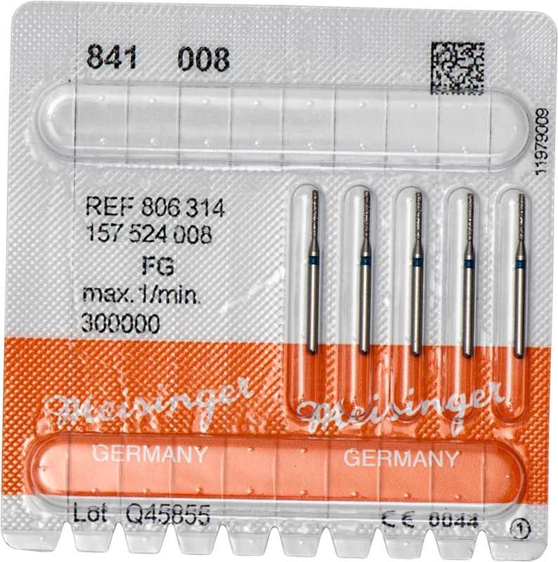 Diamanten 841  Packung  5 Stück blau mittel, FG, Figur 157 Zylinder abgerundet, 6 mm, ISO 008