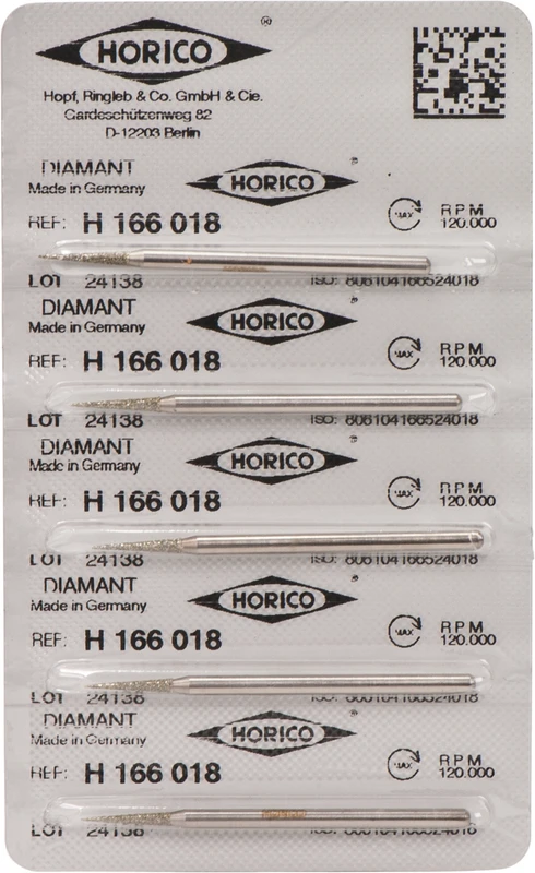 Diamantschleifer H 166  Packung  5 Stück HP, Figur 166, 10 mm, ISO 018