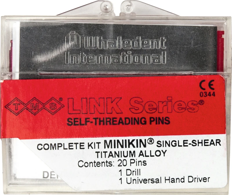 TMS® LINK  Packung  20 Titan-Einzelstifte, Bohrer K-91, Handschraubschlüssel, Minikin rot L811