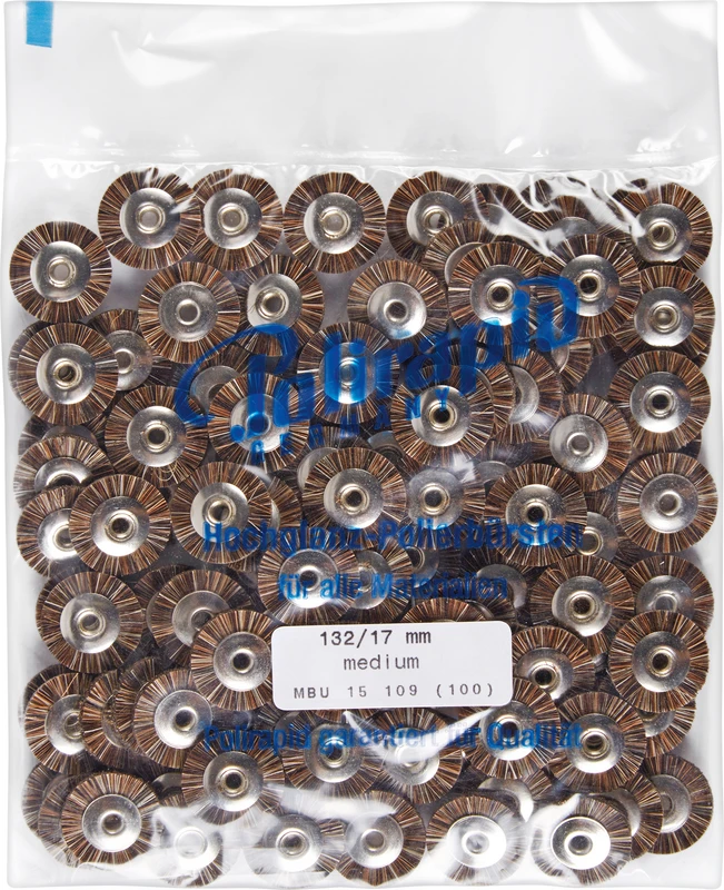 Miniaturbürsten Rosshaar  Packung  100 Stück unmontiert, grau mittel, Rosshaar mixed, Ø 17 mm