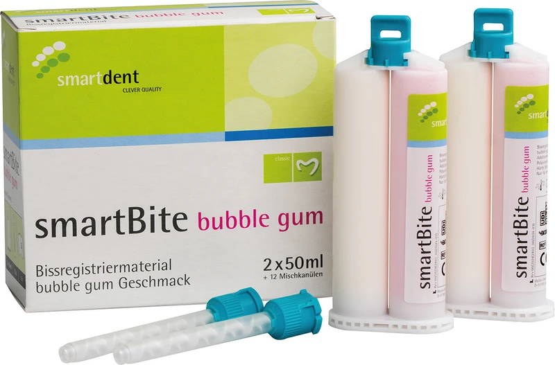 smartBite bubble gum  Packung  2 x 50 ml Doppelkartusche, 12 Mischkanülen, Bubble Gum, rosa