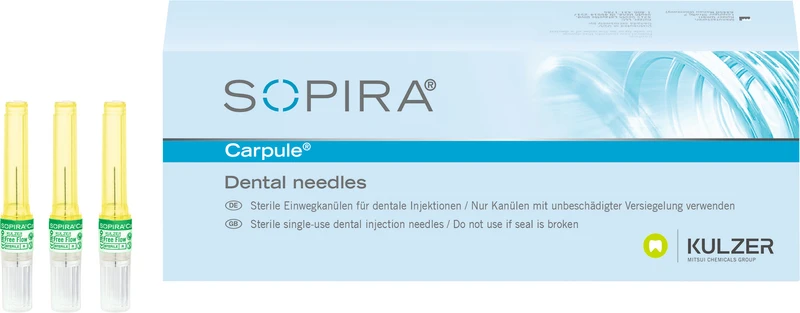 SOPIRA® Carpule® Kanülen  Refill Packung  100 Stück für 30G, 16 mm, kurzer Anschliff, grün, Typ Injektion Periapikalisch