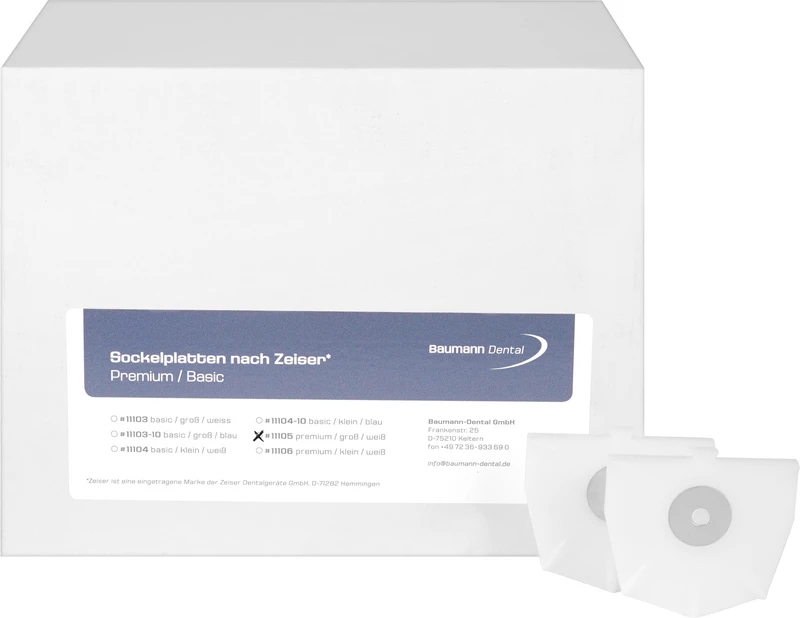 Sockelplatte für Zeiser®  Packung  100 Stück Premium, weiß, groß