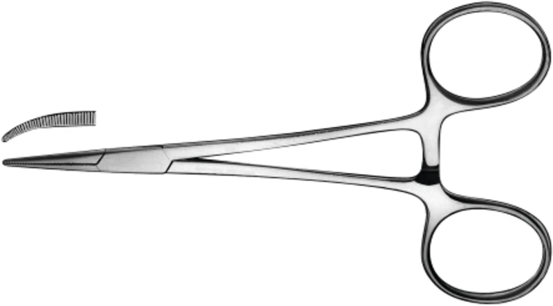 Arterienklemme nach Halstead-Mosquito  Stück  1894A\14.5, 14,5 cm, gebogen