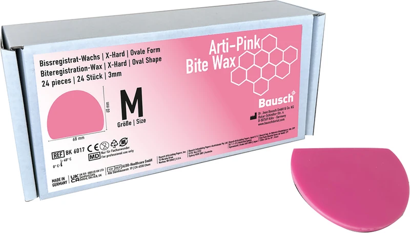 Arti-Pink Bite Wax  Packung  24 Stück Größe M, 68 x 60 x 3 mm, rosa