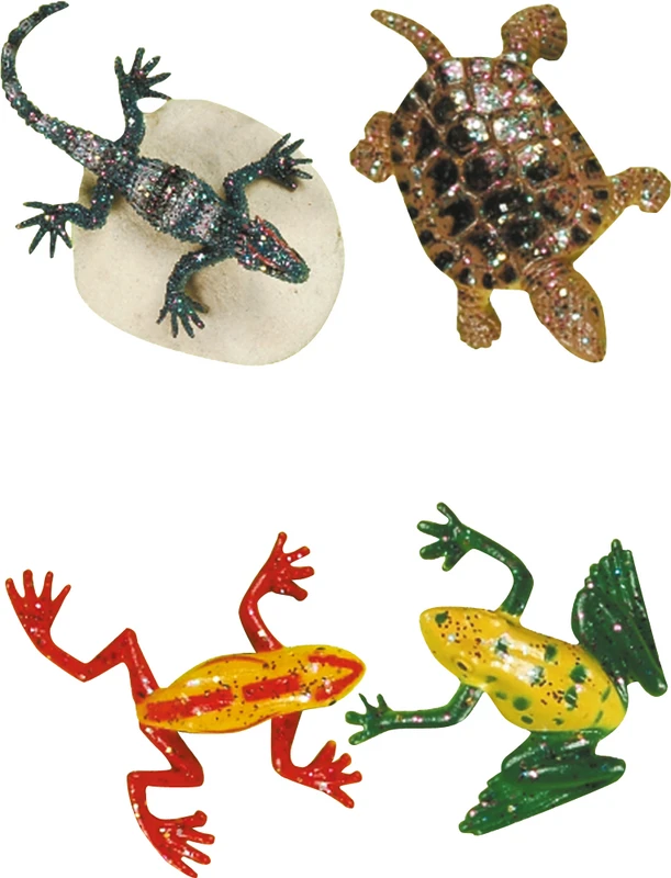 Glitzertiere  Packung  96 Stück (Frösche, Schildkröten, Salamander)