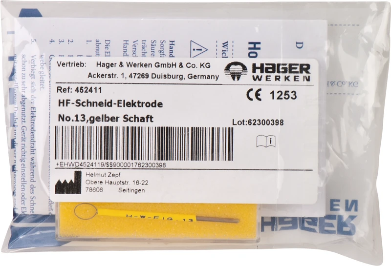 hf Elektrodenansätze  Stück  gelb, Nr. 13
