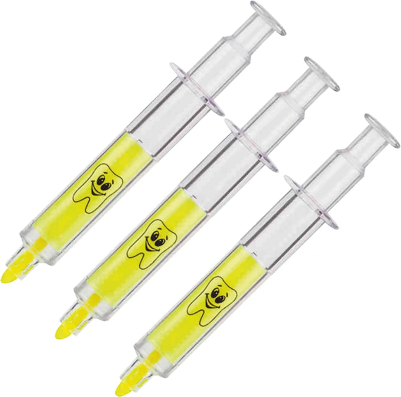 Textmarker  Packung  24 Stück gelb, Zahnmotiv