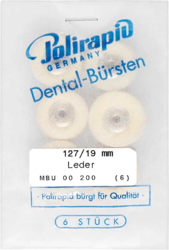 Miniaturbürsten Scheibe  Packung  6 Stück unmontiert, Chamoisleder, Ø 19 mm