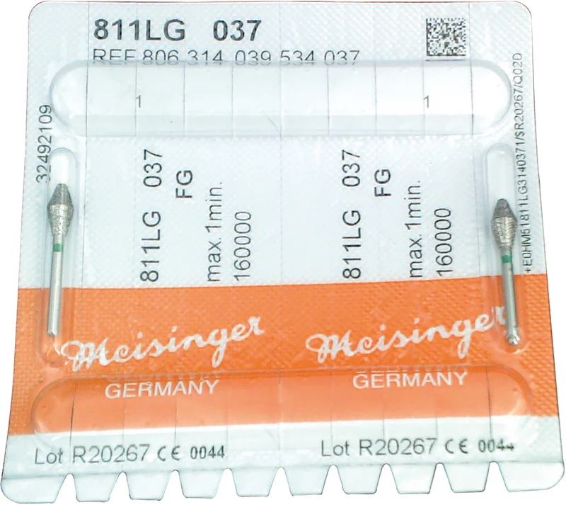 Diamanten 811  Packung  2 Stück grün grob, FG, Figur 039 Doppelkegel, 7 mm, ISO 037