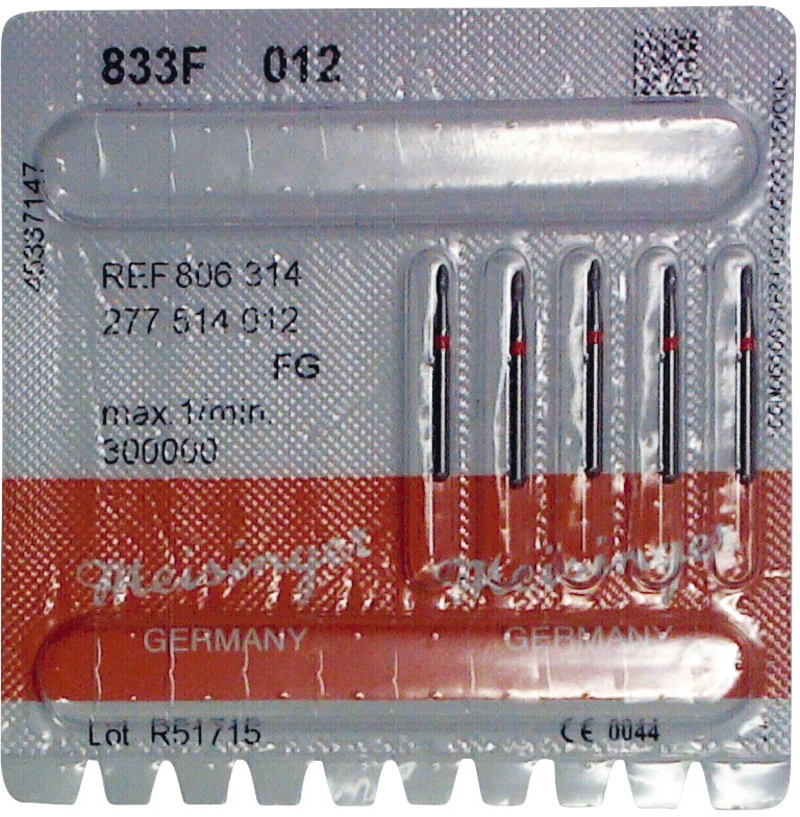 Diamanten 833  Packung  5 Stück rot fein, FG, Figur 277 Ei, 2,8 mm, ISO 012
