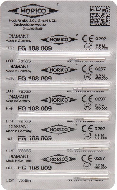 Diamantschleifer 108  Packung  5 Stück FG, Figur 108, 3 mm, ISO 009