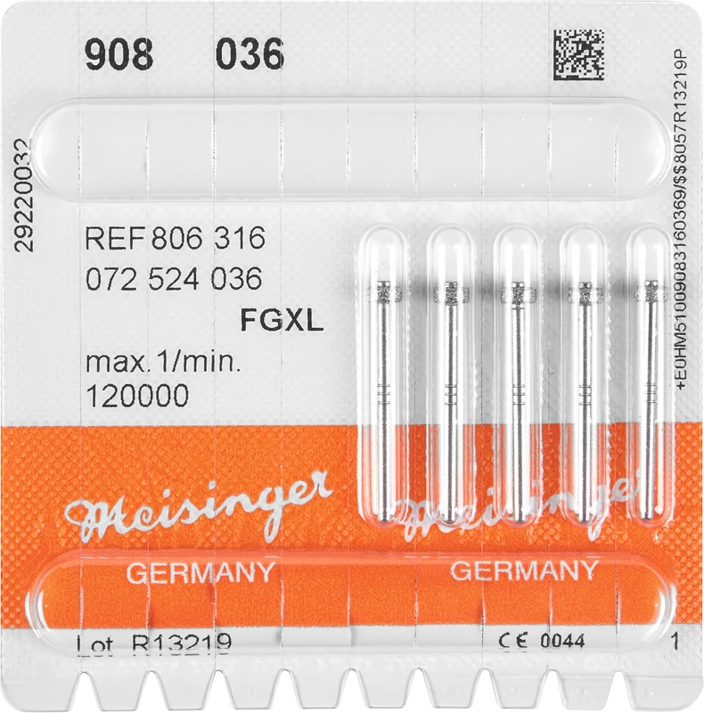 Tiefenmarkierer 908  Packung  5 Stück blau mittel, FG XL, Figur 072 Tiefenmarkierer, 1,5 mm, ISO 036