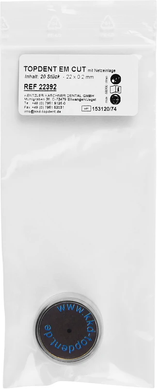 TOPDENT EM-Cut  Packung  20 Stück glasfaserverstärkt, Ø 22 mm x 0,2 mm
