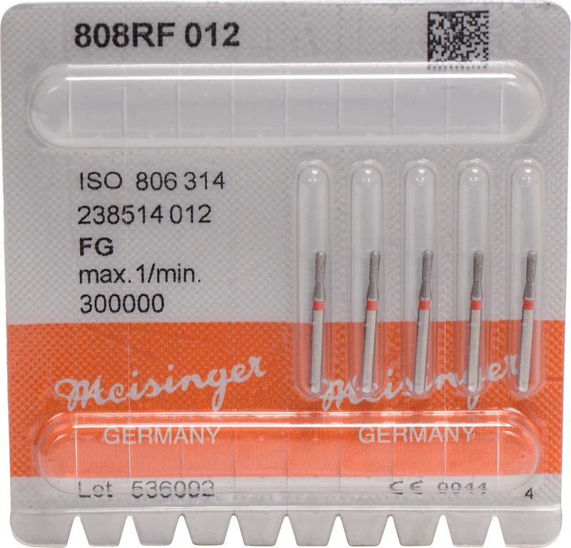 Diamanten 808  Packung  5 Stück rot fein, FG, Figur 238 Birne rund, 4 mm, ISO 012