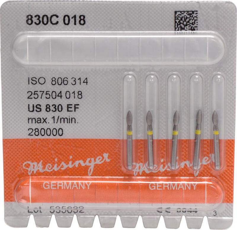 Diamanten 830  Packung  5 Stück gelb extra fein, FG, Figur 257 Birne, 4,5 mm, ISO 018