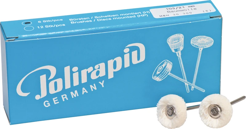 Miniaturbürsten Garn  Packung  6 Stück HP, Baumwollgarn weich, Ø 21 mm