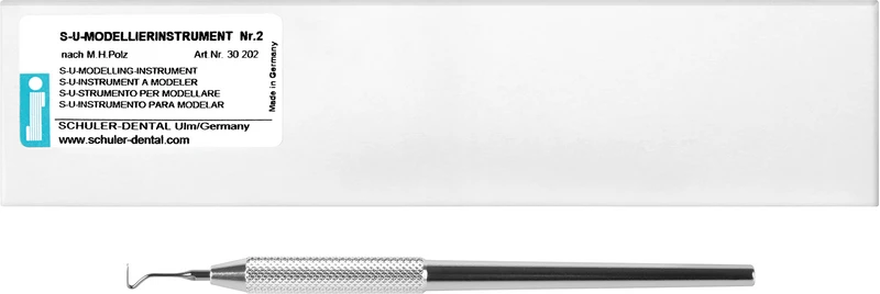 S-U-Modellierinstrumente nach M. H. Polz  Stück  Instrument silber, Nummer 2, mit Halter
