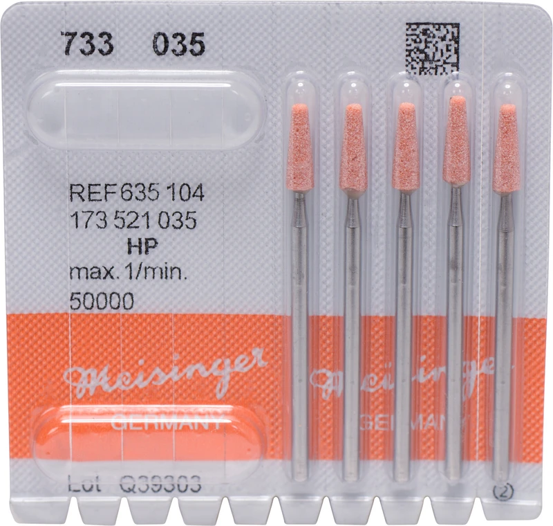 Keramische Schleifer 733  Packung  5 Stück hellbraun fein, HP, Figur 173, 10,5 mm, ISO 035