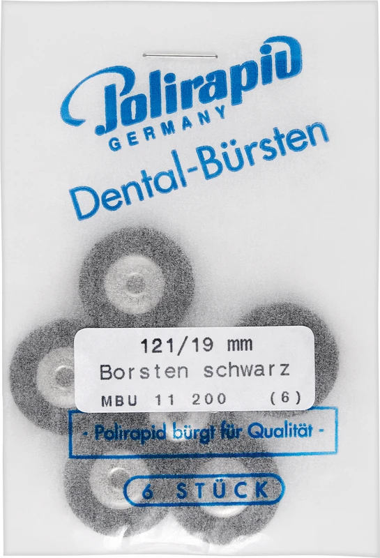 Miniaturbürsten  Packung  6 Stück unmontiert, Chungking Borste schwarz, Ø 19 mm