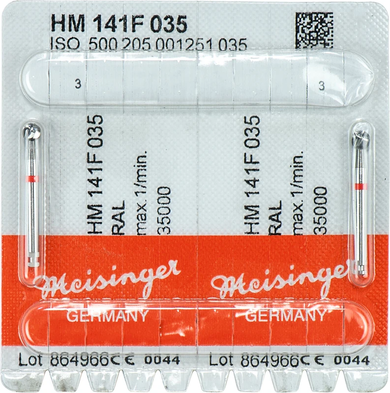 Chirurgie Fräser HM 141  Packung  2 Stück rot fein, RAL, Figur 001, ISO 035